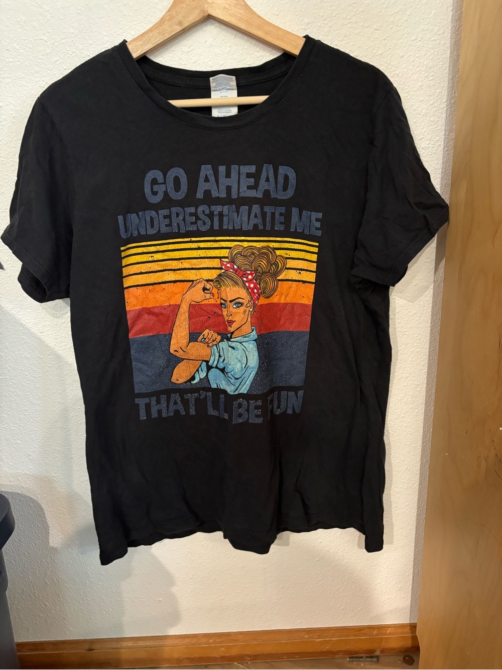 Port and Company Black 'Go Ahead Underestimate Me' Rosie Graphic Tee